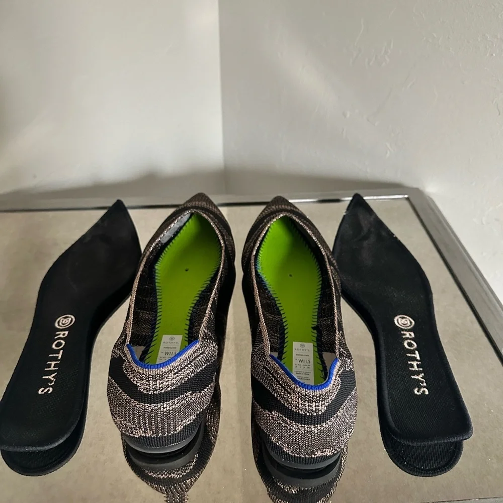 Rothys Golden Shimmer Point Flats